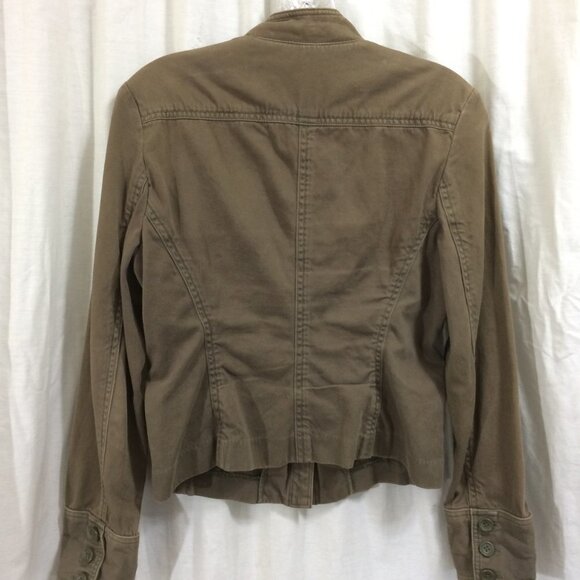 Express Jacket 100% Cotton Canvas Button Front 4 Pockets Brown Size Small - Picture 3 of 4